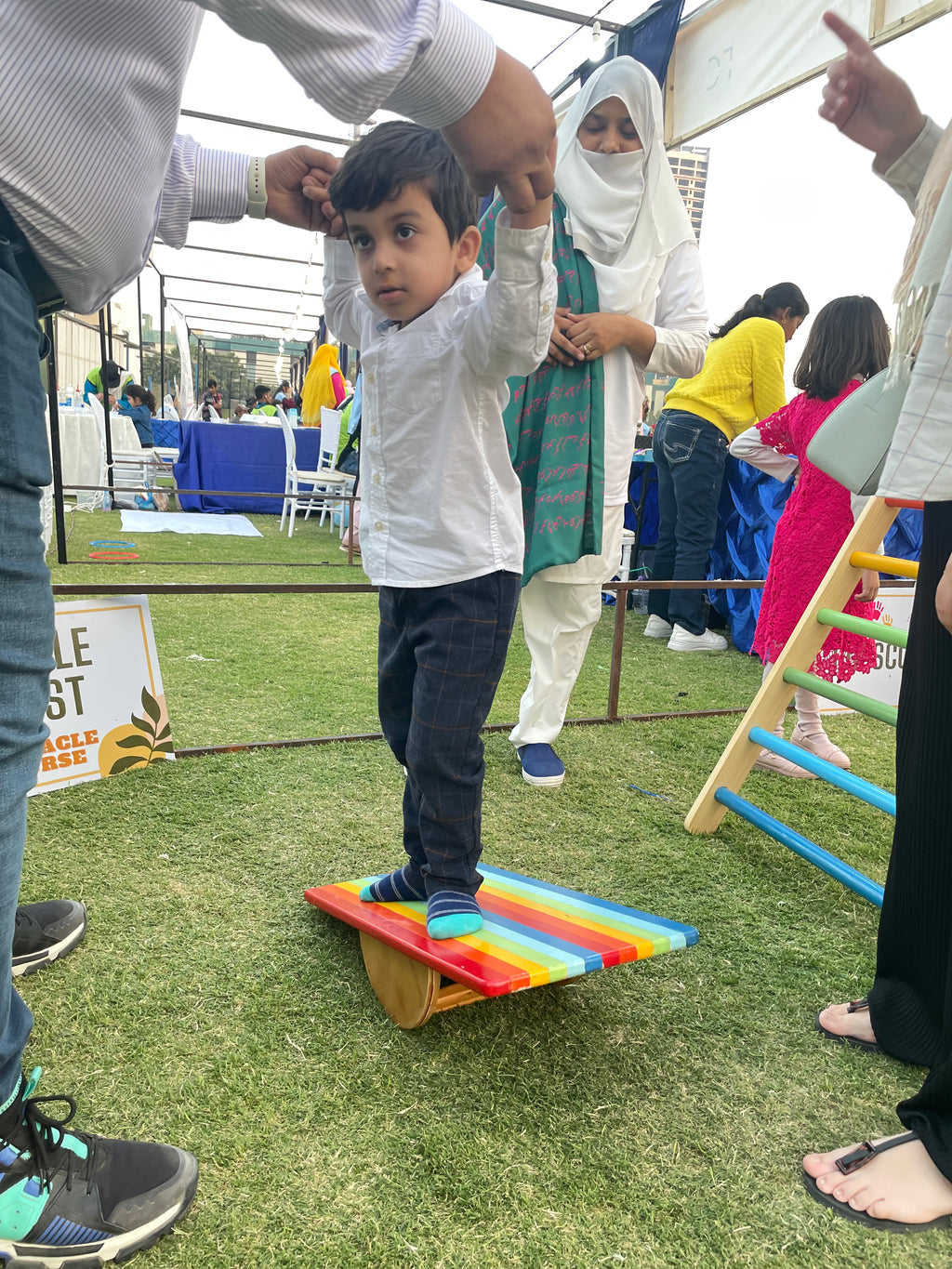 Colorful Strips Wobbly Board for Balance Beam.