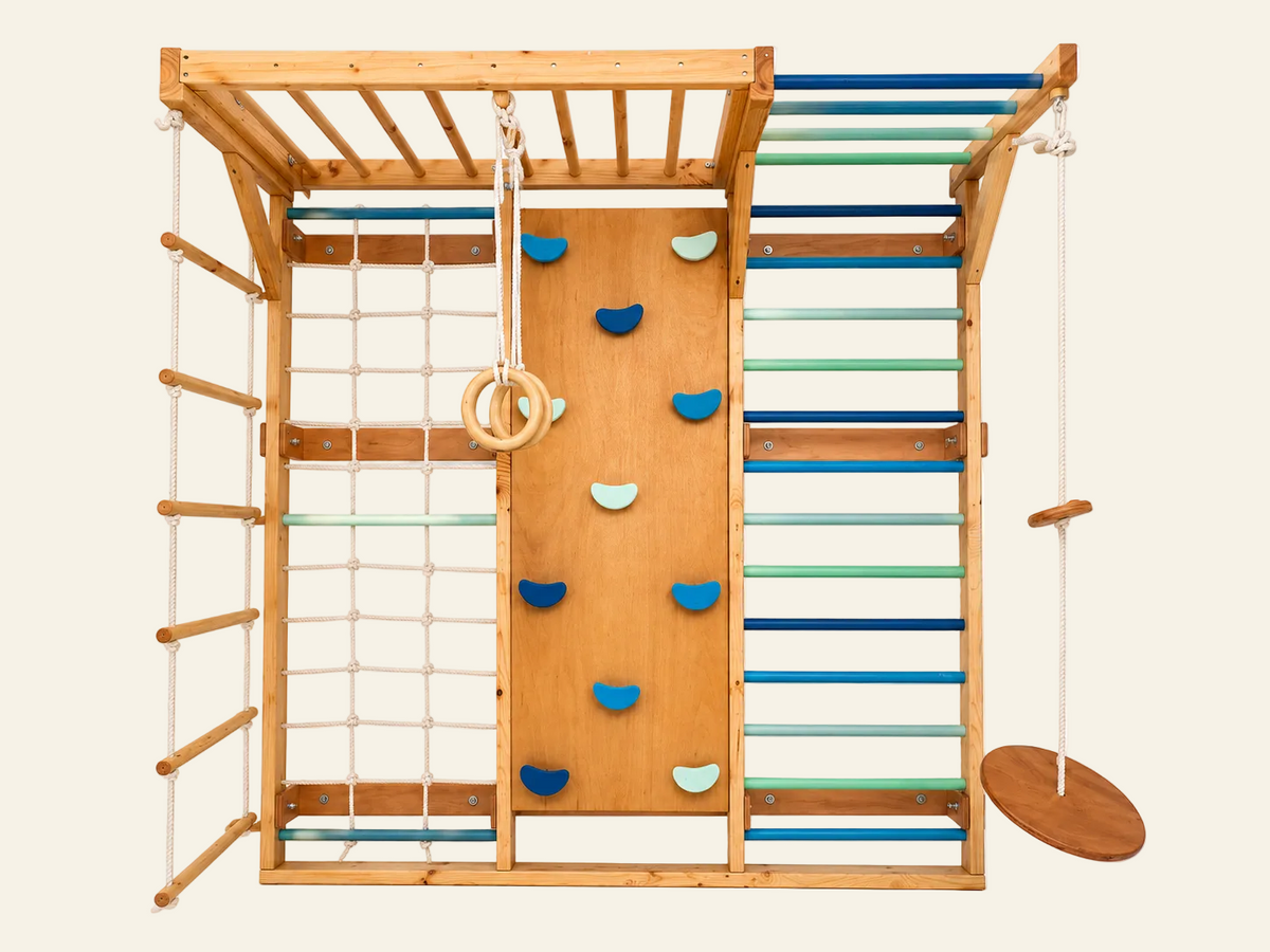 Swedish Ladder - XXL with mesh, disc swing, rock climbing wall, ladder, rope ladder and gymnastic swing