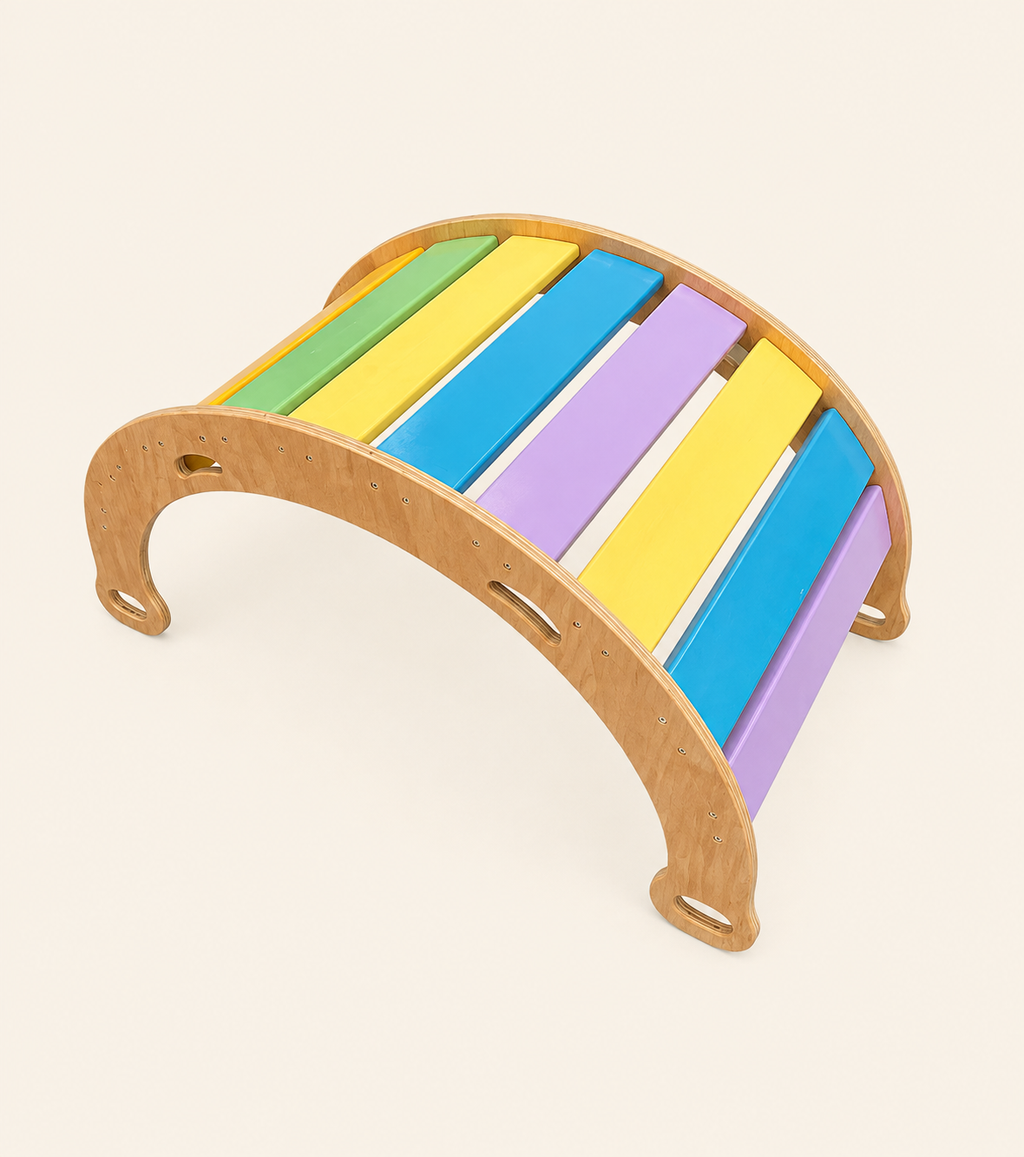 Wooden Rocker with Flat bars of Pastel colors theme.