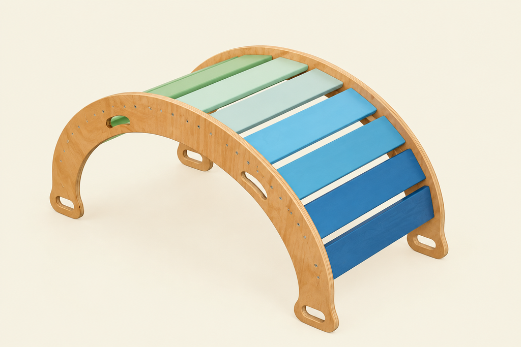 Wooden Rocker with Flat bars of Ocean colors theme.