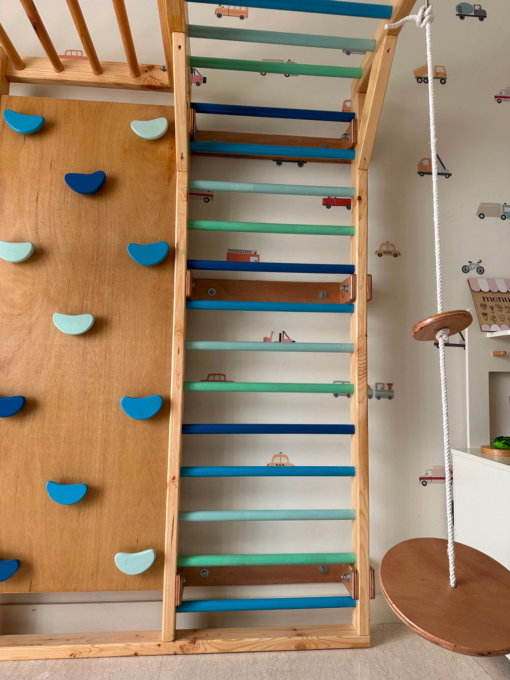 Swedish Ladder - XXL with mesh, disc swing, rock climbing wall, ladder, rope ladder and gymnastic swing