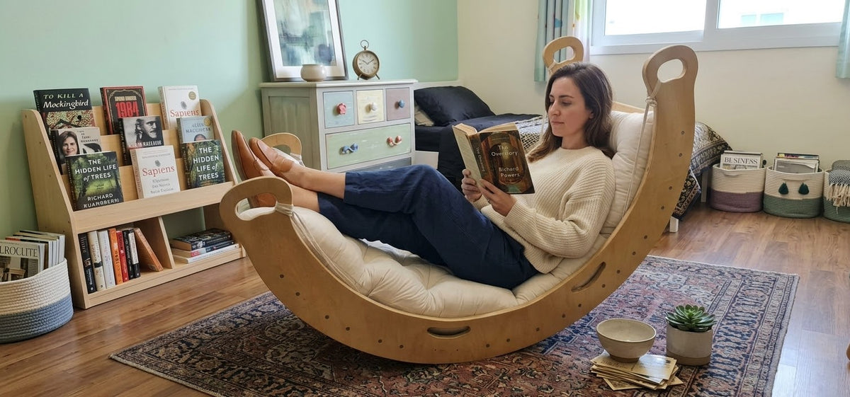 Wooden Rocker with Cushion.