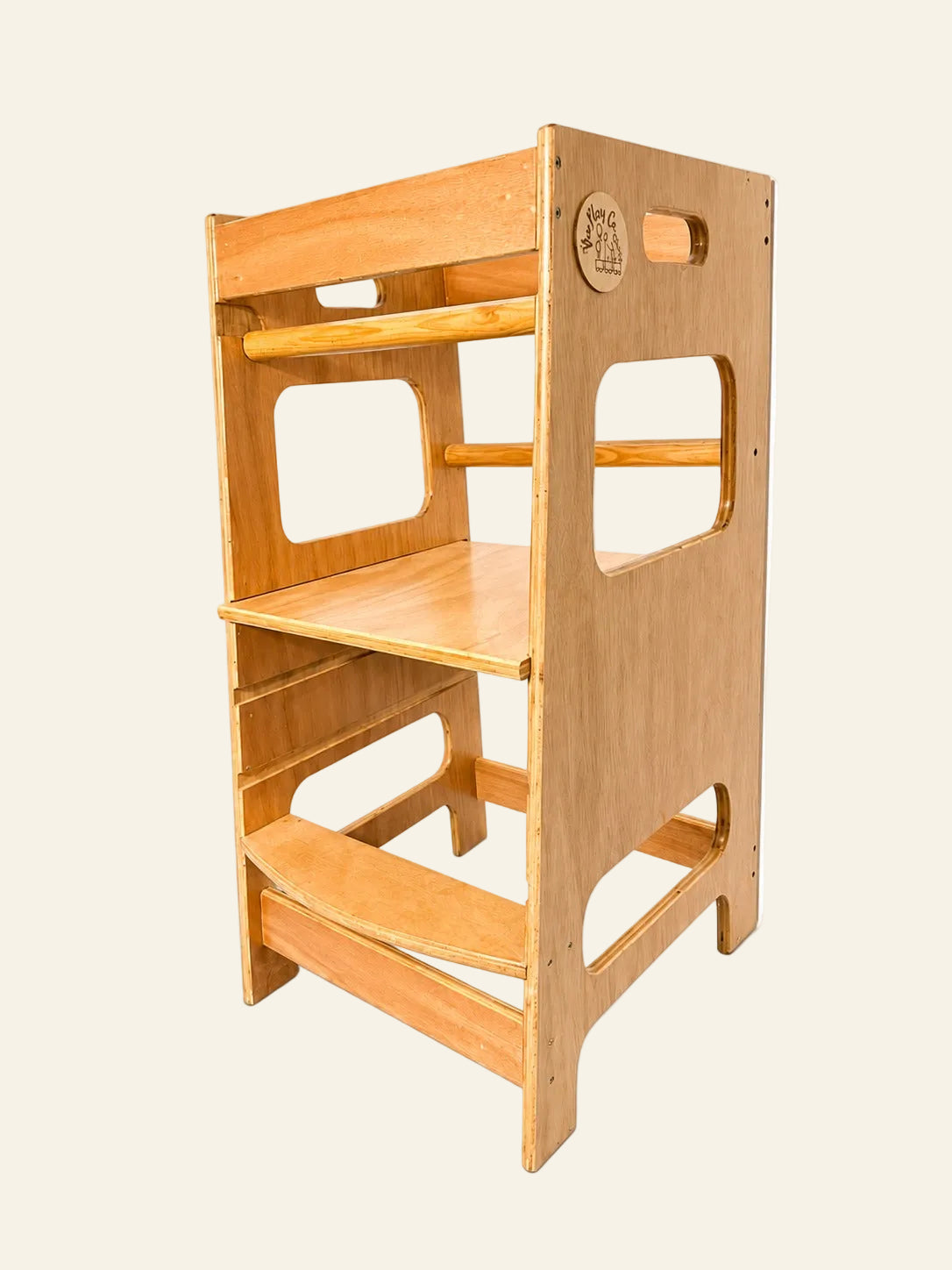Wooden Learning Tower with adjustable heights.