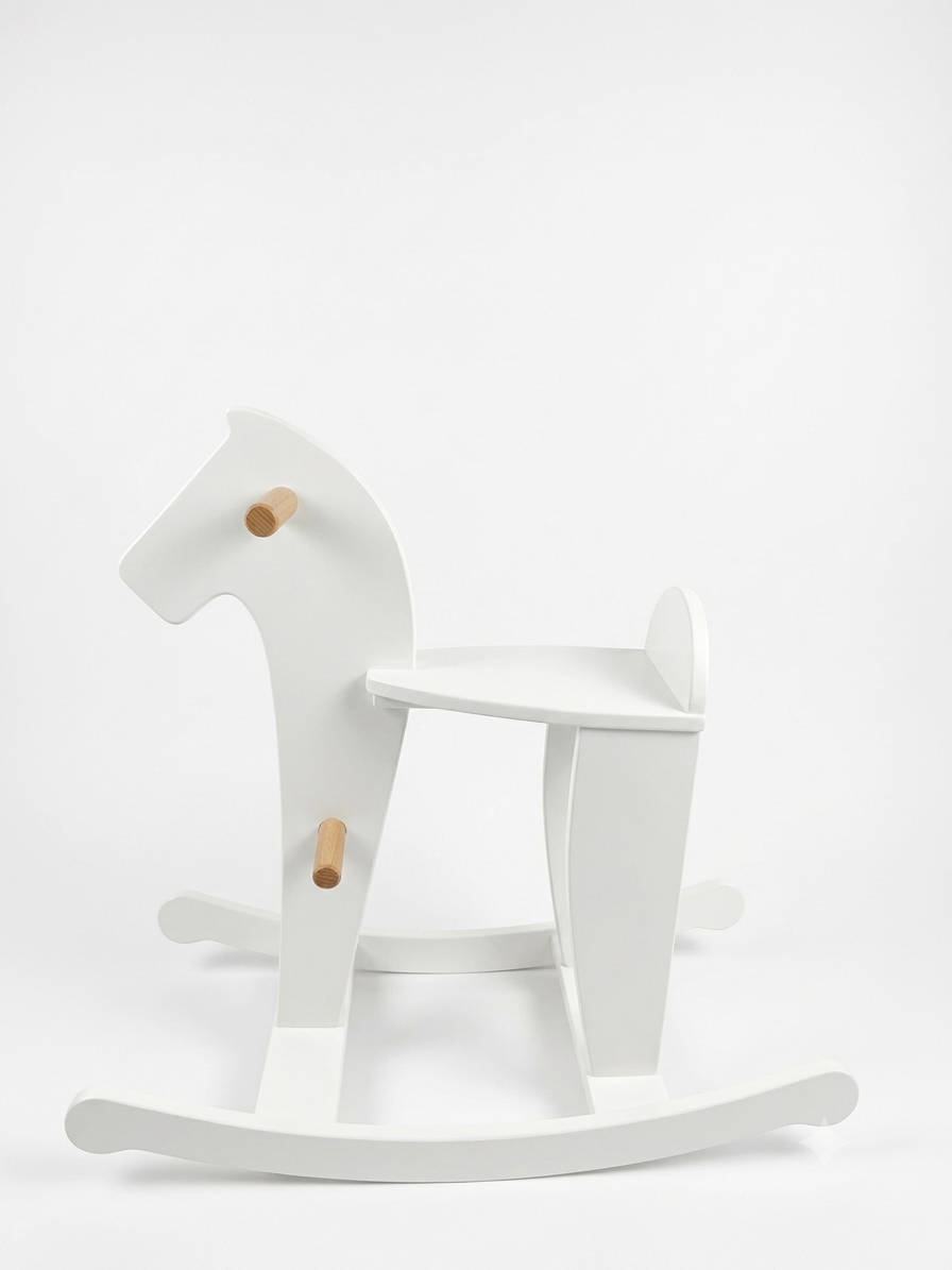 Wooden rocking horse for balancing in white